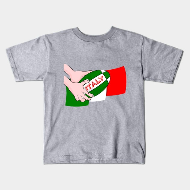 Italy Rugby Ball Flag Kids T-Shirt by mailboxdisco